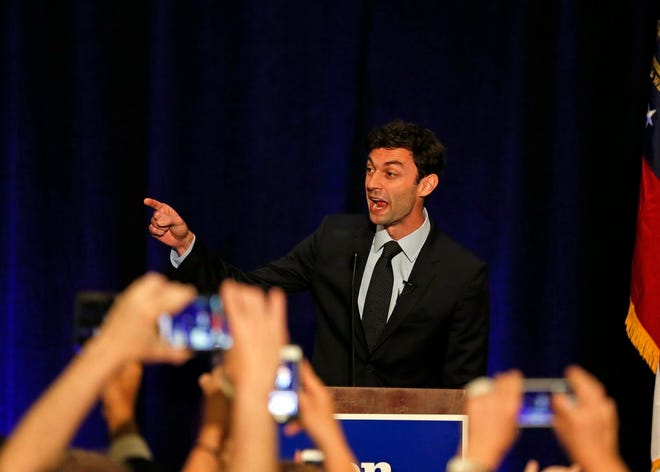 Jon Ossoff, the Democratic candidate for Georgia's 6th Congressional District seat, speaks to supporters during an election-night watch party Tuesday in Dunwoody, Ga. Ossoff is seeking to fill the seat vacated by Tom Price when he was appointed U.S. secretary of Health and Human Services.