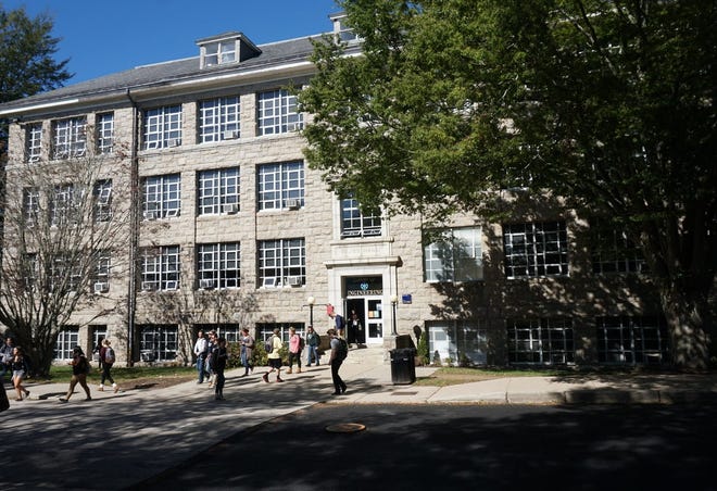 Bliss Hall, in South Kingstown, is the University of Rhode Island's original department of engineering. Last fall, voters approved multimillion dollar bonds for a new engineering building and other capital projects, but URI President David M. Dooley says the school has struggled to keep pace with routine maintenance. [The Providence Journal/Sandor Bodo]