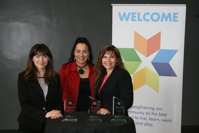 Dawn Garcia Ward (left), France Allen and Juanita Bocanegra were recipients of the 2017 Minority Business Awards. The awards were given to minority owned businesses and to those who promote or positively impact the minority business community. [Contributed]