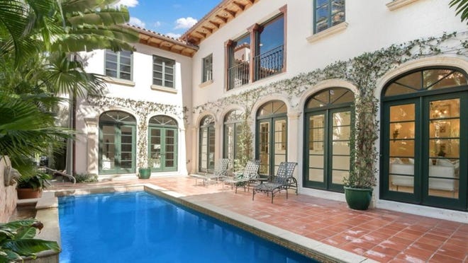 With its sales price recorded at $6.85 million, a townhouse at 230 Brazilian Ave. has set a record for a non-waterfront townhome in Palm Beach. Photo courtesy Hall Real Estate