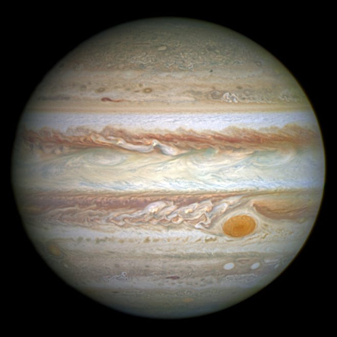 Planet Jupiter, as seen in April 2014 by the Hubble Space Telescope.

NASA, ESA & A. Simon