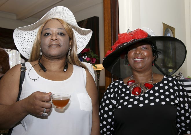 Casonya Mitchell and Cynthia Toles are pictured at the 2016 Woman's Club Southern Tea. [Special to the Times/Donna Quinn/File]