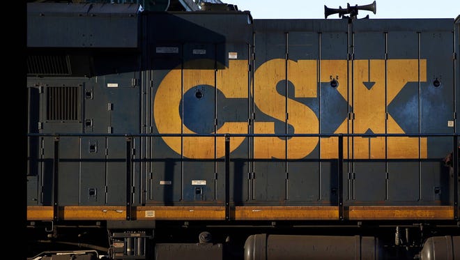 A CSX freight train engine is pictured in Brunswick, Md. in this March 22, 2014 file photo. (Patrick Semansky/Associated Press)
