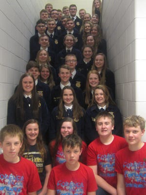 The Scales Mound FFA chapter recently held a banquet. Pictured: all chapter members assembled. [PHOTO PROVIDED]