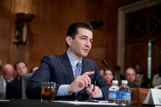 Dr. Scott Gottlieb, President Donald Trump's nominee to head the powerful Food and Drug Administration (FDA), speaks during his confirmation hearing before the Senate Committee on Health, Education, Labor, and Pensions, on Capitol Hill in Washington, Wednesday, April 5, 2017.