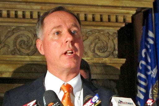 FILE - In this Sept. 7, 2016, file photo, Wisconsin Assembly Speaker Robin Vos speaks at a news conference in Madison, Wisc. Republican lawmakers are pushing a plan to require the University of Wisconsin System to discipline students who disrupt speeches and presentations, and force campuses to remain neutral on public issues. "All across the nation and here at home, we've seen protesters trying to silence different viewpoints," Vos, one of the bill's chief sponsors said in a news release Thursday, April 27, 2017. "Free speech means free speech for everyone and not just for the person who speaks the loudest." (AP Photo/Scott Bauer, File)