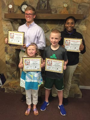 This month's Do the Right Thing awards went to Lavery Hoard, Shelby High School student, Aliajah Cumberlander, Shelby Middle School student, and Mazie Ingle and Luke Malone, West Elementary students. [Diane Turbyfill/The Star]