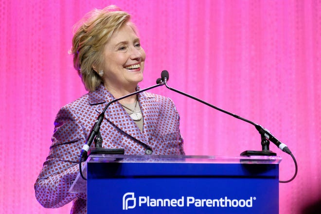 Honoree former Secretary of State Hillary Clinton speaks at the Planned Parenthood 100th Anniversary Gala on Tuesday, May 2, 2017 in New York. (Photo by Charles Sykes/Invision/AP)