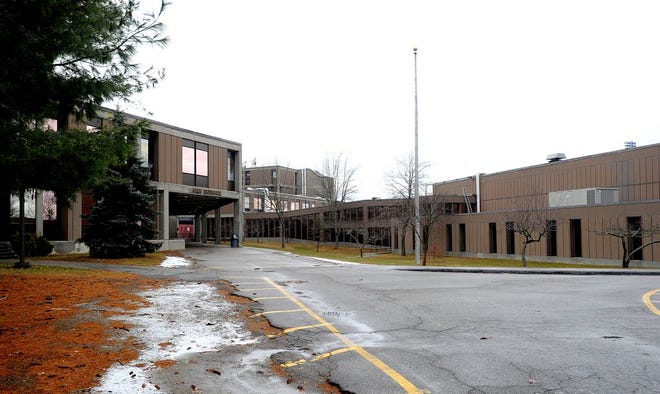 The main entrance of B.M.C. Durfee High School.