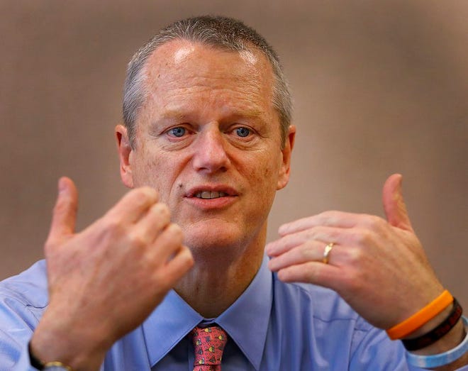 Governor Charlie Baker meets with the Patriot Ledger Editorial Board on Tuesday May 2, 2017.