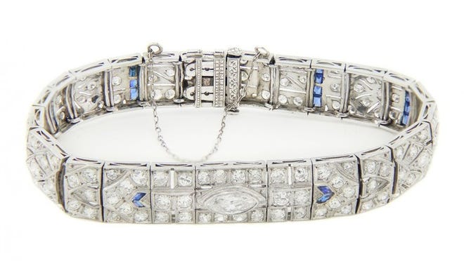 Platinum and diamond bracelet valued at $15,000 to $25,000. Photo by David Antalak courtesy A.B. Levy’s.