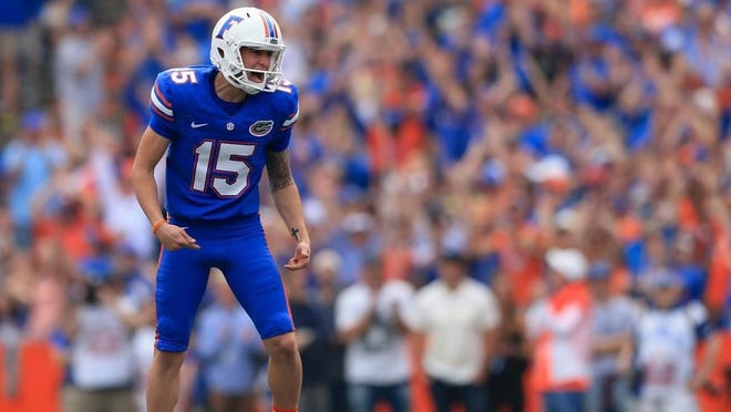 Gators’ kicker Eddy Pineiro, seen in this undated file photo, completed an 81-yard field goal during spring practices, according to UF coach Jim McElwain. [AP PHOTO]