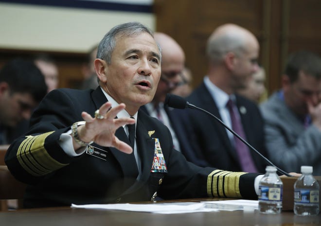 In this photo taken April 26, 2017, U.S. Pacific Command Commander Adm. Harry Harris Jr. testifies on Capitol in Washington. Determined to exert greater economic pressure on North Korea, the GOP-led House is expected to vote overwhelmingly to slap Pyongyang with new sanctions that target the wayward nation's shipping industry and use of slave labor. THE ASSOCIATED PRESS