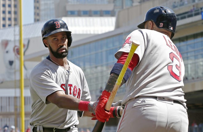 Red Sox outfielder Chris Young hit two home runs in the Red Sox 11-1 rout of the Minnesota Twins on Saturday. [AP Photo/Jim Mone]