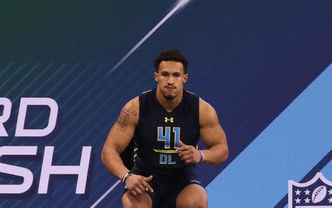 Derek Rivers' performance at the NFL Combine reinforced the Patriots' interest for the draft. [File Photo/The Associated Press]