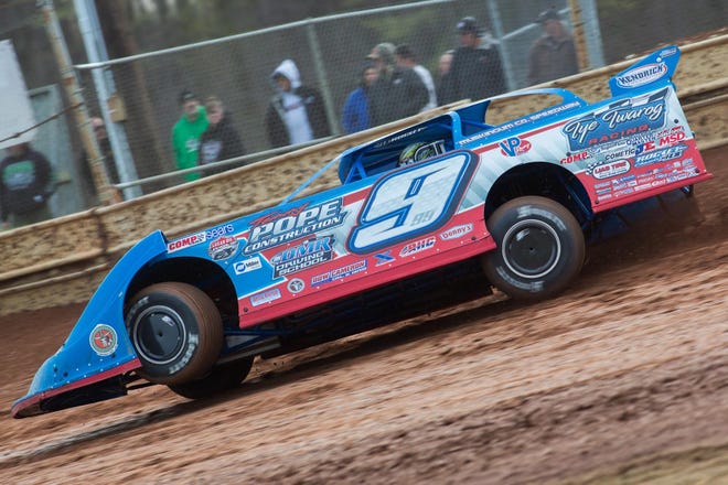 Ohio's Devin Moran has a pair of top-five finishes on the World of Outlaws Late Model circuit this season, including a runner-up showing at Lonestar Speedway in Kilgore, Texas, on March 26. [Photo by Heath Lawson]