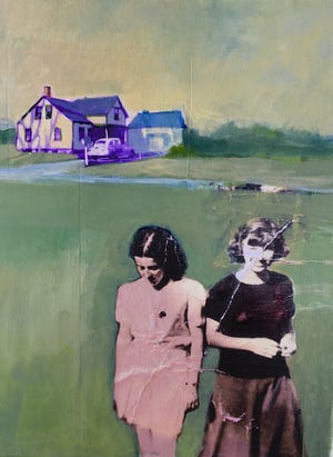 "1949 with JoAnne," is a mixed media piece by Jan Waldron of Rye. It is part of an untitled exhibit to be held with two other artists in the East Gallery of the Robert Lincoln Levy Gallery in Portsmouth during the month of May. [Courtesy photo]