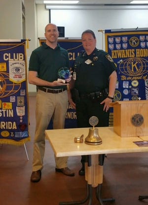 The Kiwanis Club of Destin last week awarded The Destin Log with its 2017 Corporate Award for the second quarter. The award is given to businesses that have made a difference in the Destin community. Pictured (from left) are Dusty Ricketts, editor of The Log, and Shannon Tait, president of Kiwanis Club of Destin. [SPECIAL TO THE LOG]