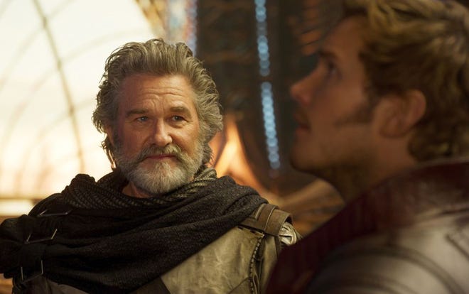 Kurt Russell, left, and Chris Pratt appear in "Guardians of the Galaxy Vol. 2." [Disney-Marvel Studios]