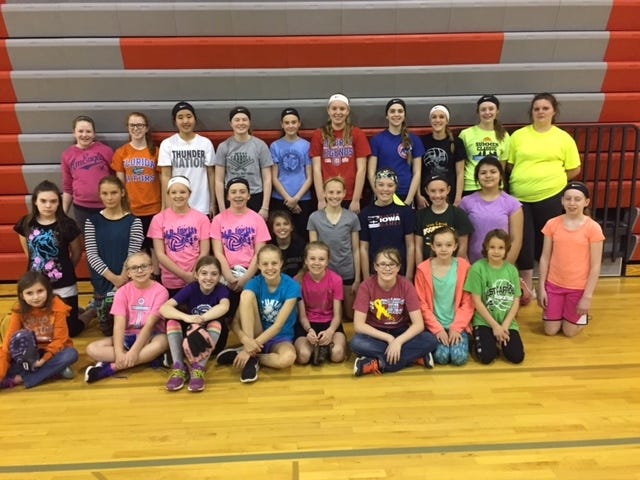 The West Carroll Youth Softball Camp was held April 29 at West Carroll Primary School. Attending junior- and senior-miss players pictured, from left, back row, are Emily Harridge, Kylie Hill, Hannah Bauch, Madison Magill, Olivia Shelley, Kendall Asay, Madison Haynes, Natalie Hughes, Katie McGinnis and Josie McCombie; middle, JoJo Story, Arianna Goodrich, Aspen Eizenga, Ray Siegmeier, Abbey Skiles, Lacey Eissens, Emily Mueller, Tori Moshure and Daisy McCray; front, Jasmine Sedivy, Fancy Leonard, Jenna Hockman, Delaney Holmes, Emilee Dykstra, Kelsey Gwilliams, Atlantis Kerkove and Keara Kerkove. [PHOTO PROVIDED]