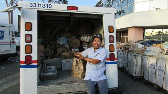 Mail carriers in Garden Grove, Calif., during the drive last year. Courtesy National Association of Letter Carriers