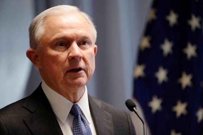 In this April 28, 2017 file photo, Attorney General Jeff Sessions speaks in Central Islip, N.Y. Sessions has directed the nation’s federal prosecutors to pursue the most serious charges possible against the vast majority of suspects, a reversal of Obama-era policies that is sure to send more people to prison and for far longer terms. The move, announced in a policy memo sent to U.S. attorneys late on May 10, has been expected from Sessions. (AP Photo/Frank Franklin II, File)