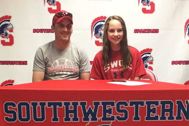 Shelby Freestone, an outfielder from DC-G, signed to continue her softball career at Southwestern Community College in 2017-2018. SUBMITTED TO DCN