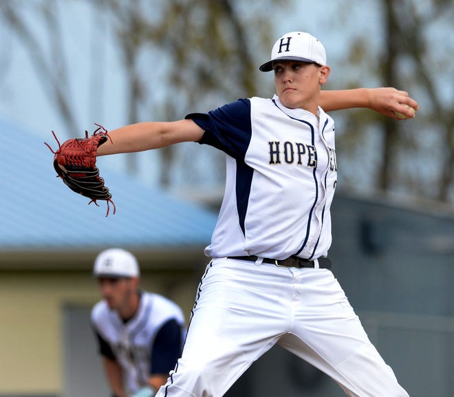 Hopewell's Joey Rock pitches for Hopewell.