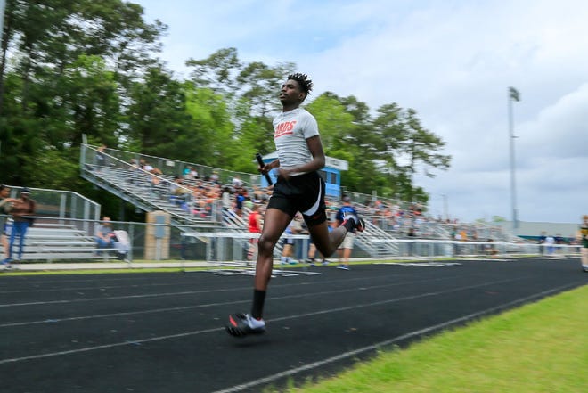 Jacksonville senior Jazire Notice and the Cardinals look to defend their state title Saturday when they compete in the NCHSAA 3-A track and field championships in Greensboro. [John Sudbrink/The Daily News]