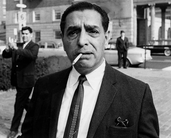 Mob boss Raymond L.S. Patriarca walks along a Providence street in the mid-1970s. [The Providence Journal, File/William L. Rooney]