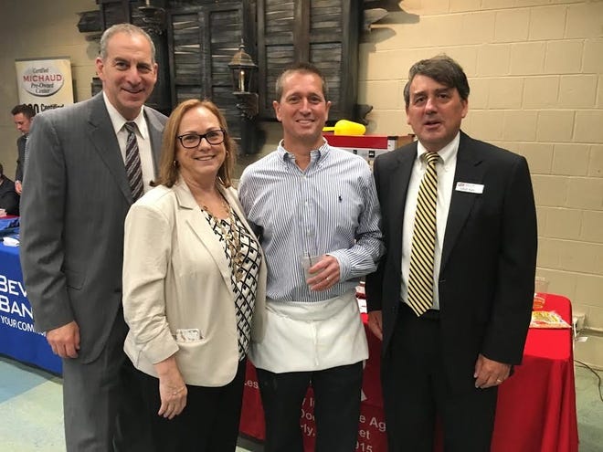 Enjoying the Business Showcase on May 11 are State Rep. Jerry Parisella, Robin Foster, Chamber assistant director, Paul Guanci of Super Sub/Casual Catering and David Ray of Leslie S. Ray Insurance. [COURTESY PHOTO]