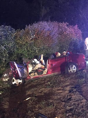 Two people died in a single-vehicle crash Thursday night in Tavares. (Tavares police)