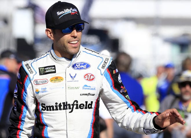 Aric Almirola could be out of the No. 43 car for three months. [AP FILE]