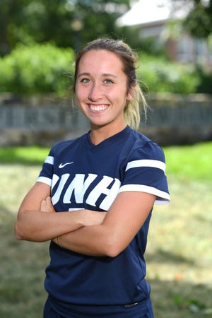 Lilly Radack of Madbury played defensive center midfield for the University of New Hampshire women's soccer team for four years and was team captain her senior year. She graduated yesterday from UNH. [Courtesy UNH photo]
