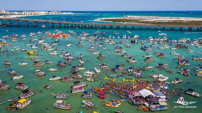 Crab Island is the place for fun in the sun all summer long. [PHOTO COURTESY SKY PRO IMAGING]