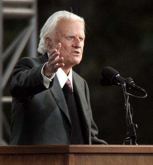 Evangelist Billy Graham offers messages in the inspirational “My Hope” videos. Spencer Mountain Baptist, 135 Lowell Spencer Mountain Road, Gastonia, will show a video at 6 p.m. on the last Sunday of each month. [Associated Press]