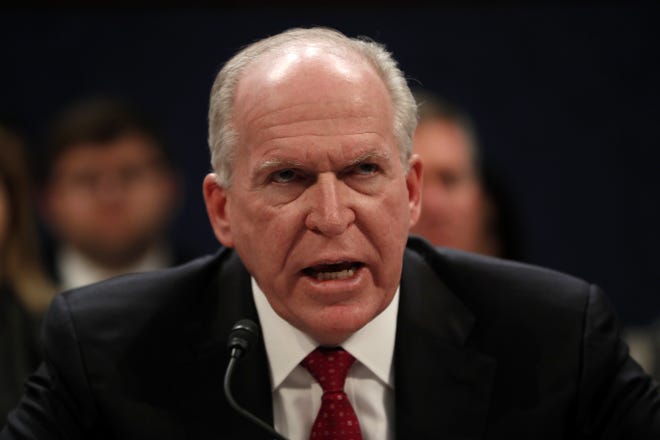 Former CIA Director John Brennan testifies on Capitol Hill in Washington, Tuesday, May 23, 2017, before the House Intelligence Committee Russia Investigation Task Force. THE ASSOCIATED PRESS