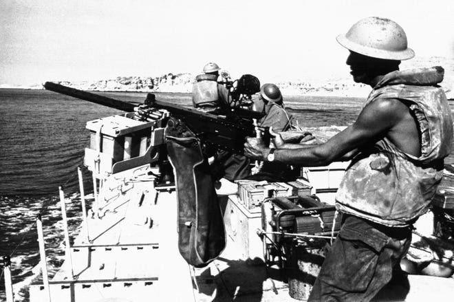 The Israeli army patrols the straits of Tiran at the entrance to the Gulf of Aqaba on June 9, 1967. [AP File Photo/Israel Army]