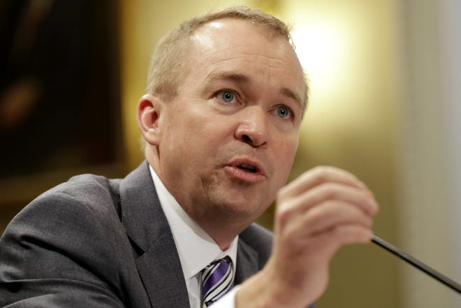 Budget Director Mick Mulvaney testifies on Capitol Hill in Washington, Wednesday, May 24, 2017, before the House Budget Committee hearing about President Donald Trump's fiscal 2018 federal budget. THE ASSOCIATED PRESS