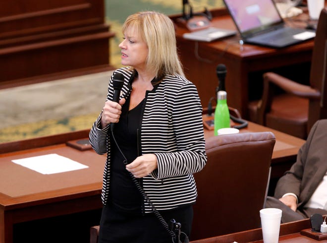 Labor Commissioner Leslie Osborn speaks at the state Capitol during her time as a state representative. OKLAHOMAN FILE