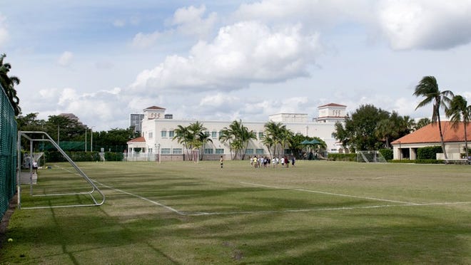 The Recreation Center’s athletic field along Royal Palm Way.