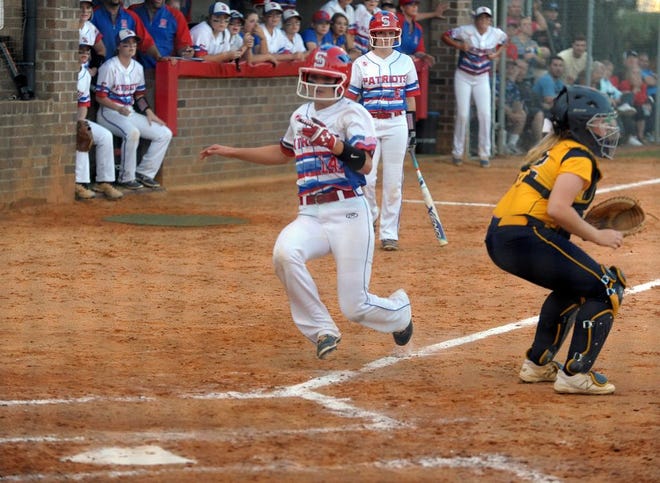 Southern Alamance's Taylor Simmons scores Friday night in the second game of the Class 4-A East Region final series.