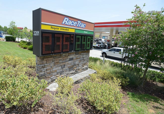 Gas prices are $2.35 for regular unleaded at a RaceTrac off of Citrus Tower Road on Tuesday in Clermont. [AMBER RICCINTO / DAILY COMMERCIAL]