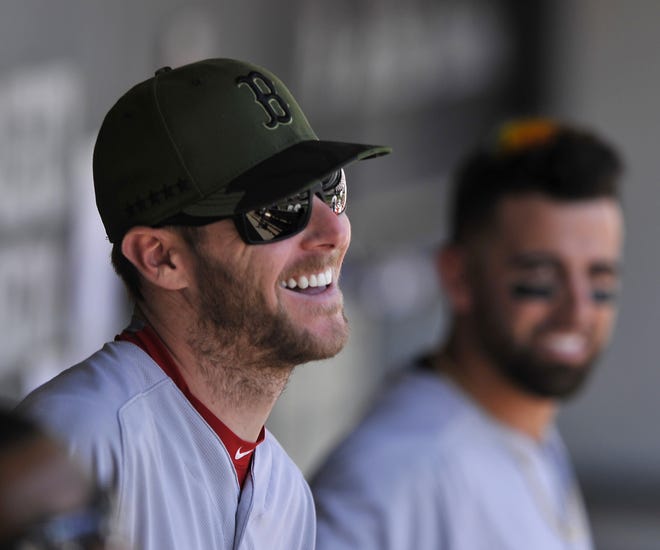 Red Sox pitcher Chris Sale was all smiles on Monday in Chicago, one day before facing the White Sox in his first game pitching against his former team.