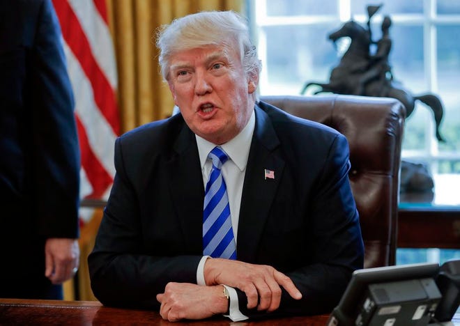 In this March 24, 2017, file photo President Donald Trump speaks in the Oval Office of the White House in Washington. (AP Photo/Pablo Martinez Monsivais, File)