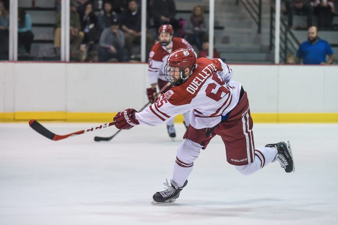 Alabama hockey player Pierre Ouellette (65) is shown on Jan. 20. [Photo/The University of Alabama]