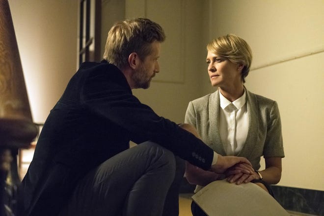 Paul Sparks and Robin Wright in a scene from the fifth season of "House of Cards." [NETFLIX]