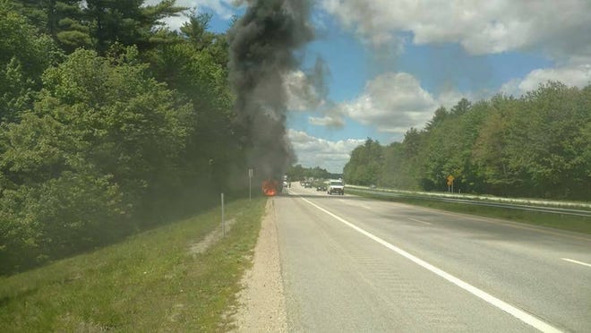A motor home was reported on fire on Route 101 eastbound in Epping near exit 6. [Rockingham Alert photo]