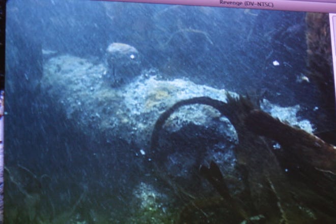 January 7, 2010: One of the cannons found on Watch Hill Reef by Charles Buffum, Stonington, Ct., and his diving buddy, Craig Harger, who believe they have discovered the shipwrecked schooner, USS Revenge, five years ago. 

They announced their discovery on Friday, on the eve of the 200th anniversary of the ship's sinking.They have found 6 cannons and an anchor on the Watch Hill Reef, just 15 feet below the surface. 

The schooner was wrecked 200 years ago on January 9, 1811. The Providence Journal/Frieda Squires