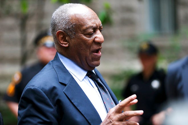 Bill Cosby stops and talks to the media gathered at the Allegheny County Courthouse as he leaves after the third day of jury selection in Pittsburgh for his sexual assault case, Wednesday, May 24, 2017. The case is set for trial June 5 in suburban Philadelphia. (AP Photo/Keith Srakocic)